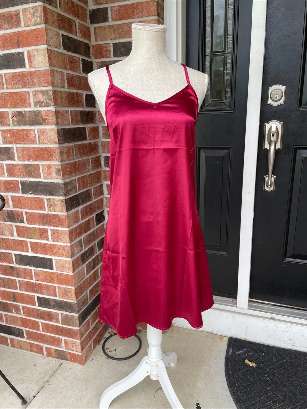 Ekouaer Satan Burgundy with White Piping Pajamas and Robe Set Sz Small